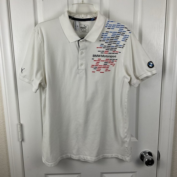 Puma Other - Puma x BMW Men's White Motorsport Asymmetrical Graphic Golf Polo Shirt Size L